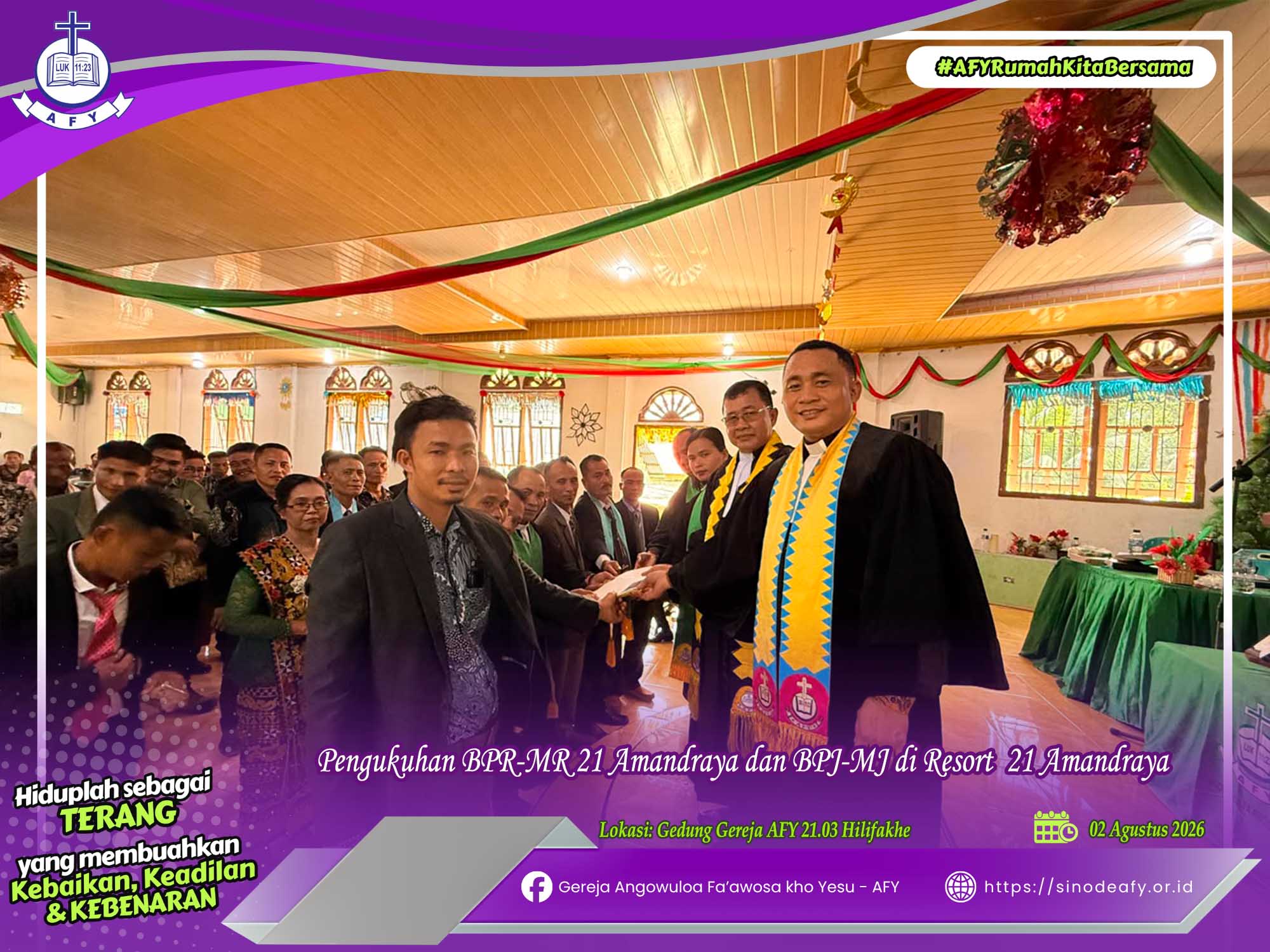 Tegakkan Kepemimpinan Gereja AFY, BPS Mengukuhkan BPR-MR dan BPJ-MJ Resort 21 Amandraya