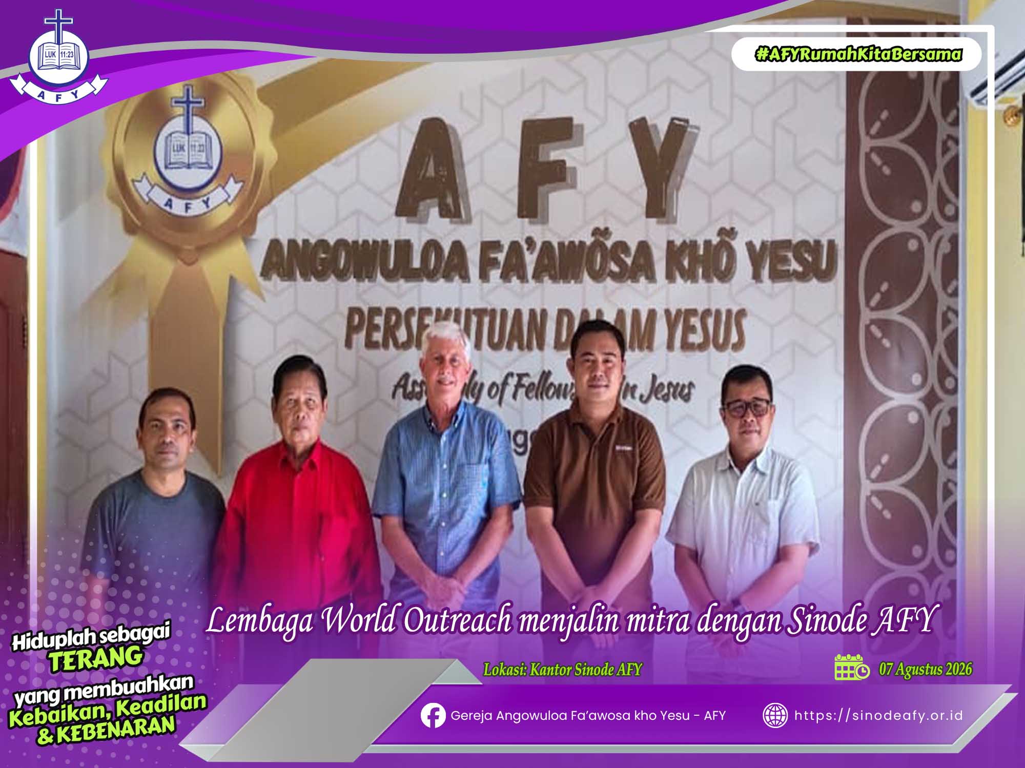 Lembaga World Outreach Bermitra dengan Sinode AFY