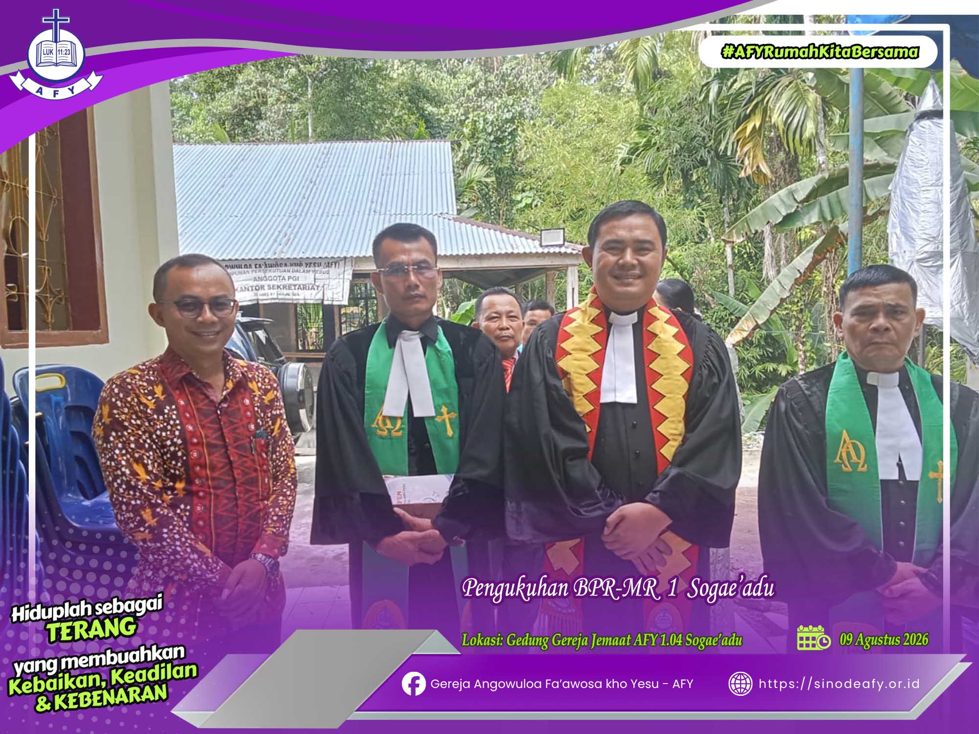Realisasikan Keputusan MS, BPS AFY Mengukuhkan BPR – MR 1 Sogae’adu Periode 2026-2031