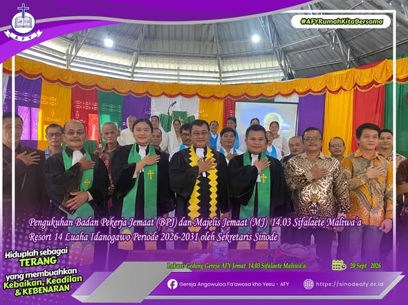 Sekretaris Sinode Mengukuhkan BPJ-MJ 14.03 Sifalaete Maliwa'a Periode 2026-2031